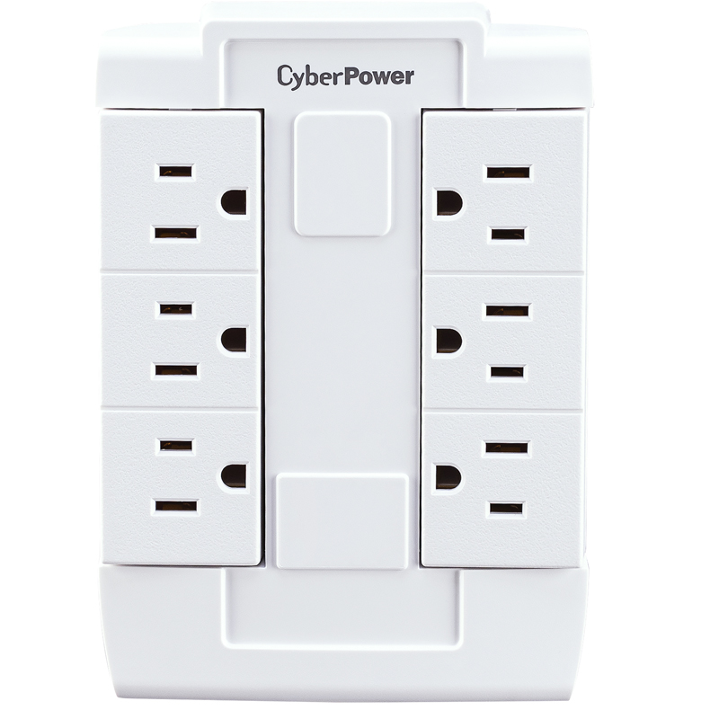 CyberPower GT600P 6 Outlet Swivel Grounded Wall Tap Adapters and Taps