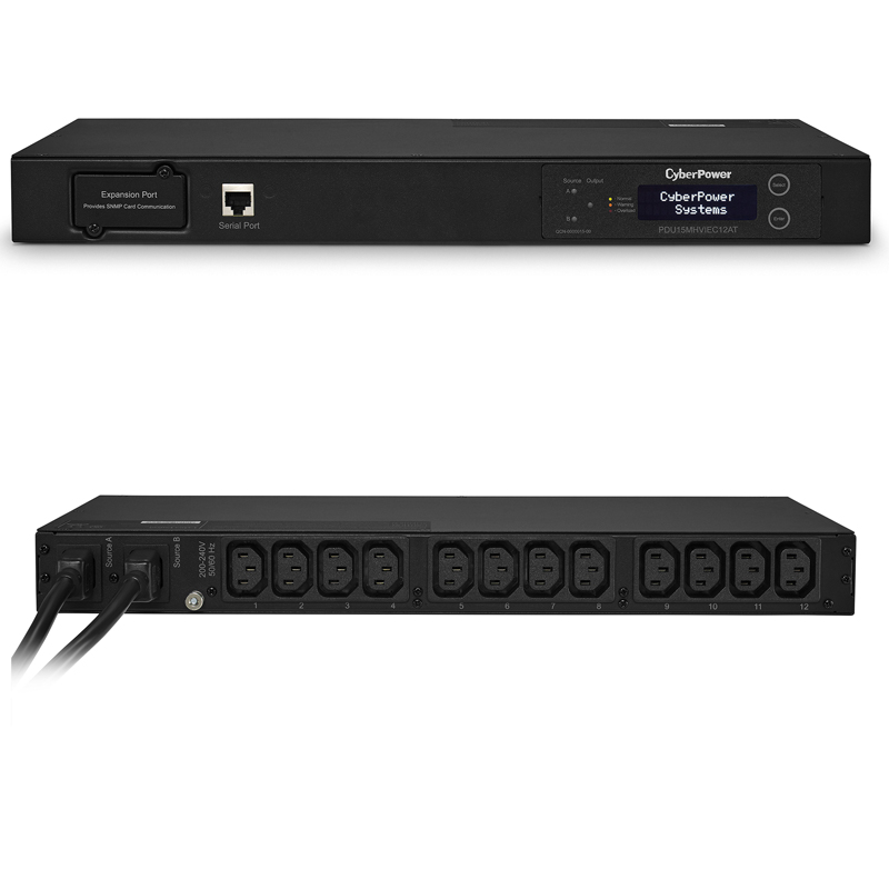 CyberPower PDU15MHVIEC12AT 12-Outlets 1U Rackmount Metered ATS