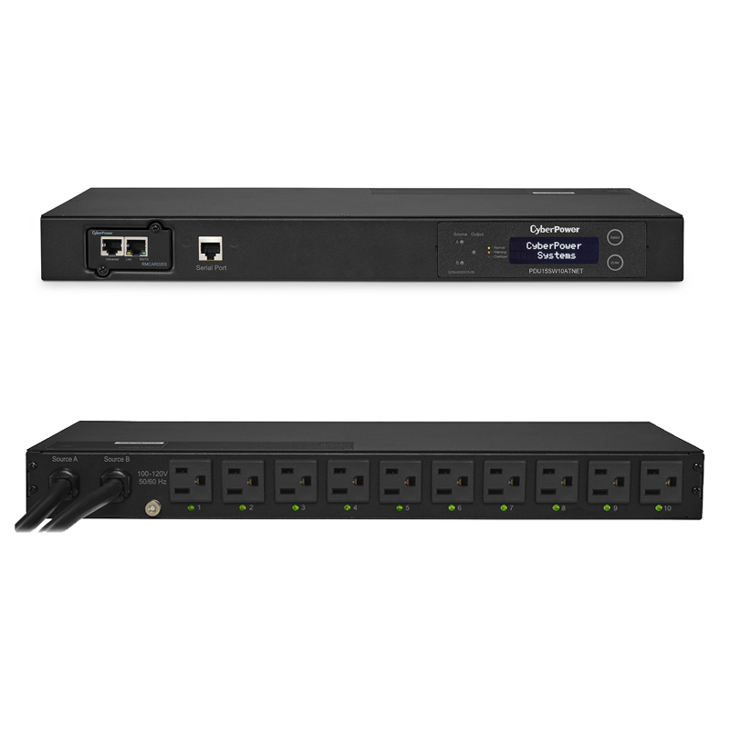 CyberPower PDU15SW10ATNET 10-Outlets 1U Rackmount Swtched ATS