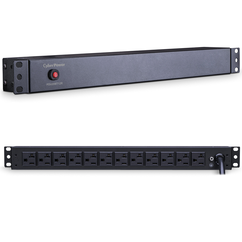 CyberPower PDU20BT12R 12-Outlets 1U Rackmount Basic Power Distribution Units CyberPower PDU20BT12R 12-Outlets 1U Rackmount Basic Power Distribution Units