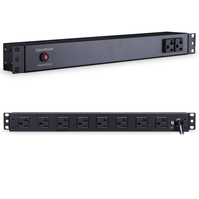 CyberPower PDU20BT2F8R 10-Outlets 1U Rackmount Basic Power Distribution Units