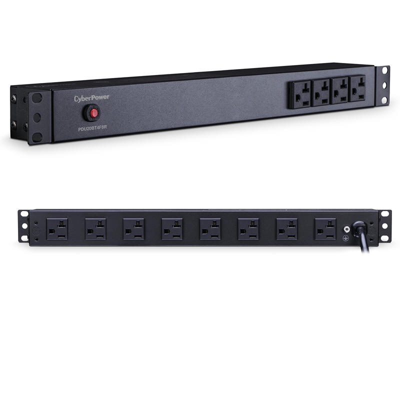 CyberPower PDU20BT4F8R 12-Outlets 1U Rackmount Basic Power Distribution Units