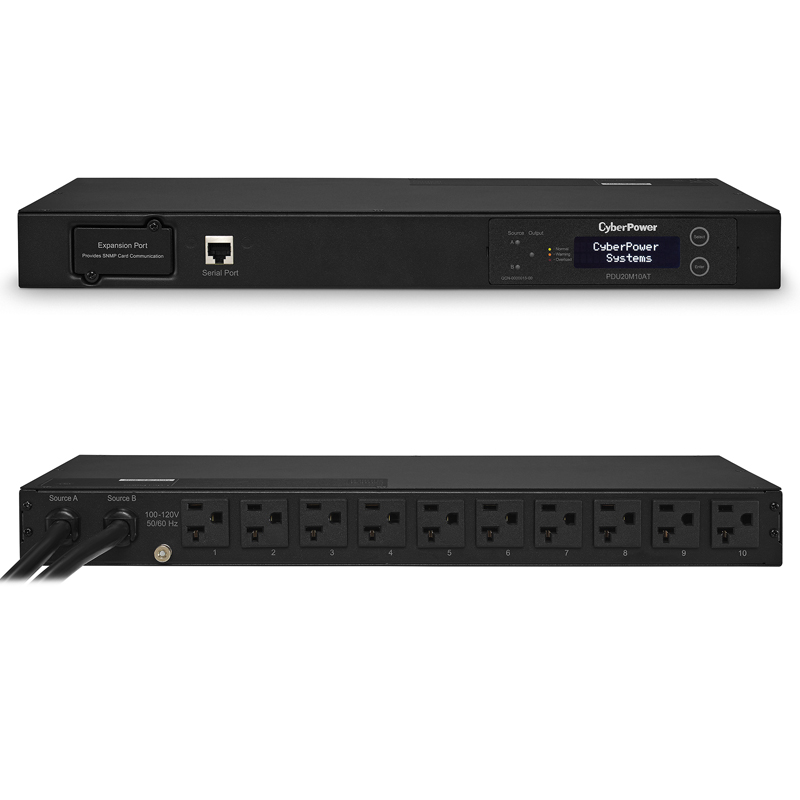 CyberPower PDU20M10AT 10-Outlets 1U Rackmount Metered ATS