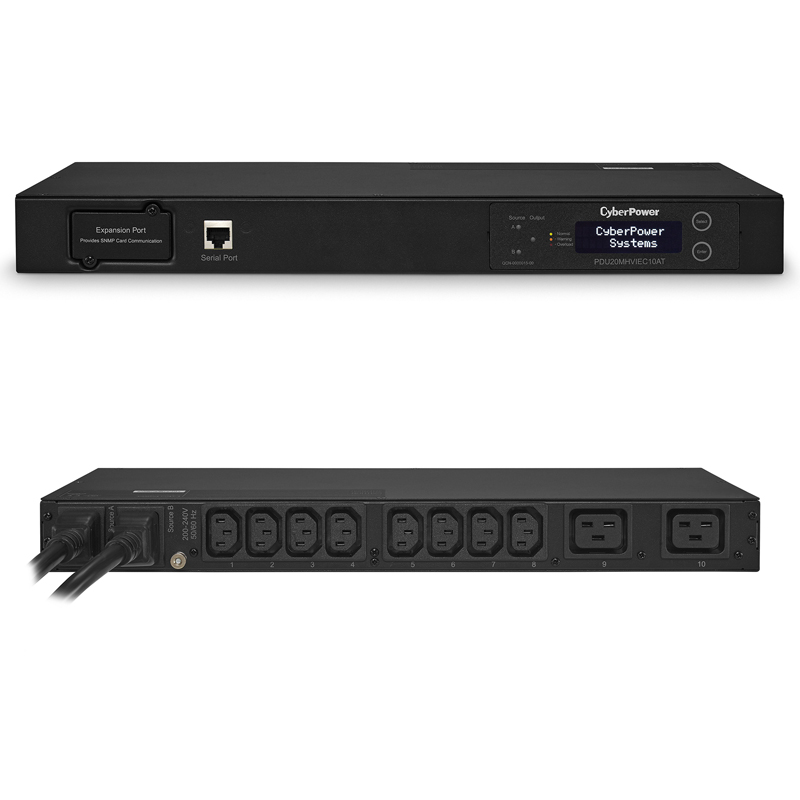 CyberPower PDU20MHVIEC10AT 10-Outlets 1U Rackmount Metered ATS