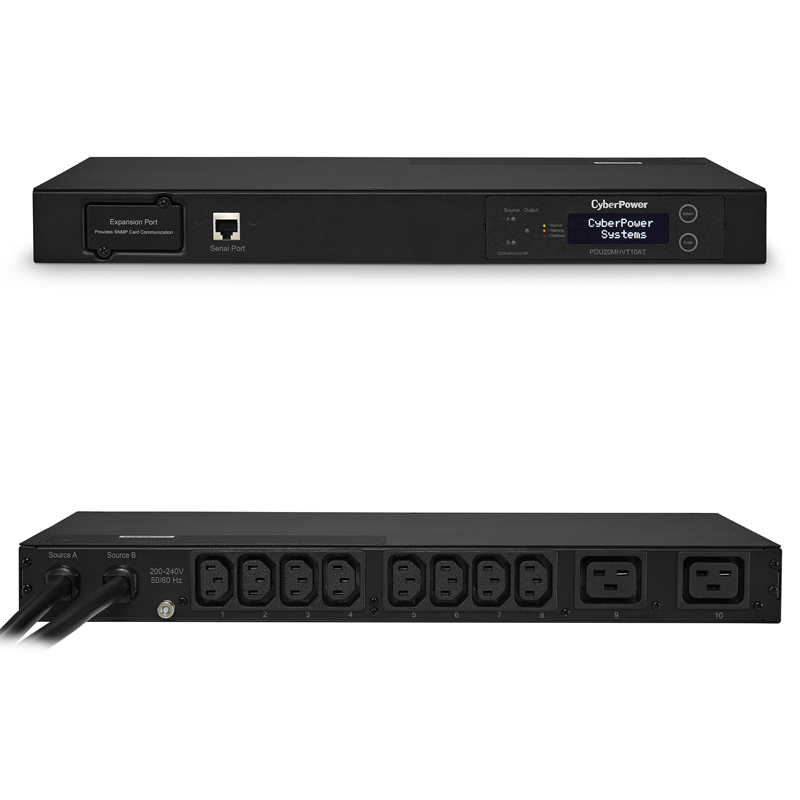 CyberPower PDU20MHVT10AT 10-Outlets 1U Rackmount Metered ATS