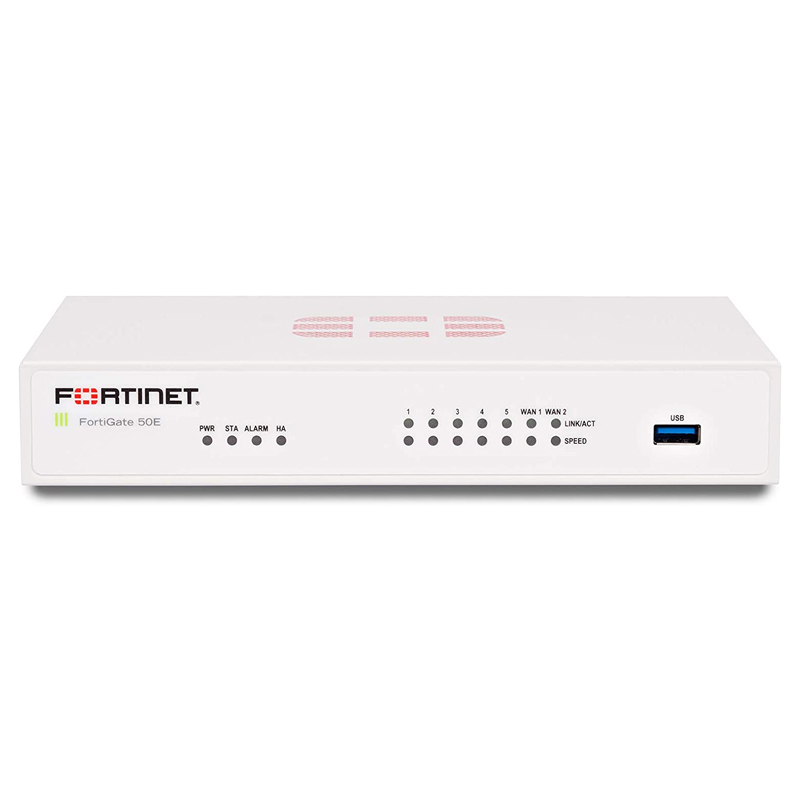 FortiGate 50E Hardware With ASE FortiCare & FortiGuard 360 Protection (5 Years) Appliances FortiGate 50E Hardware With ASE FortiCare & FortiGuard 360 Protection (5 Years) Appliances
