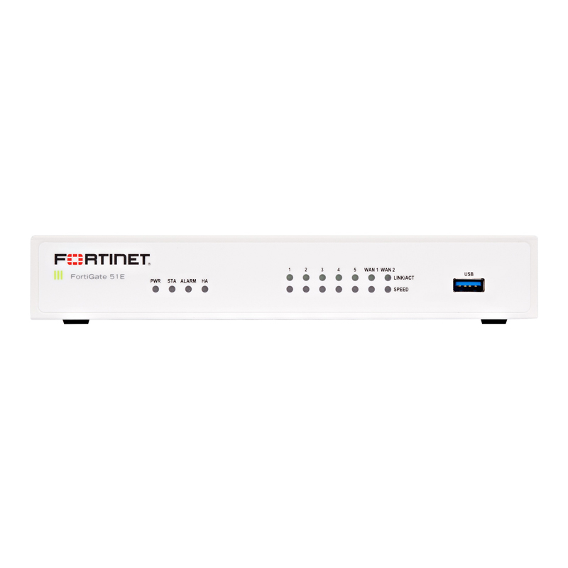 FortiGate 51E Hardware With ASE FortiCare & FortiGuard 360 Protection (5 Years) Appliances FortiGate 51E Hardware With ASE FortiCare & FortiGuard 360 Protection (5 Years) Appliances