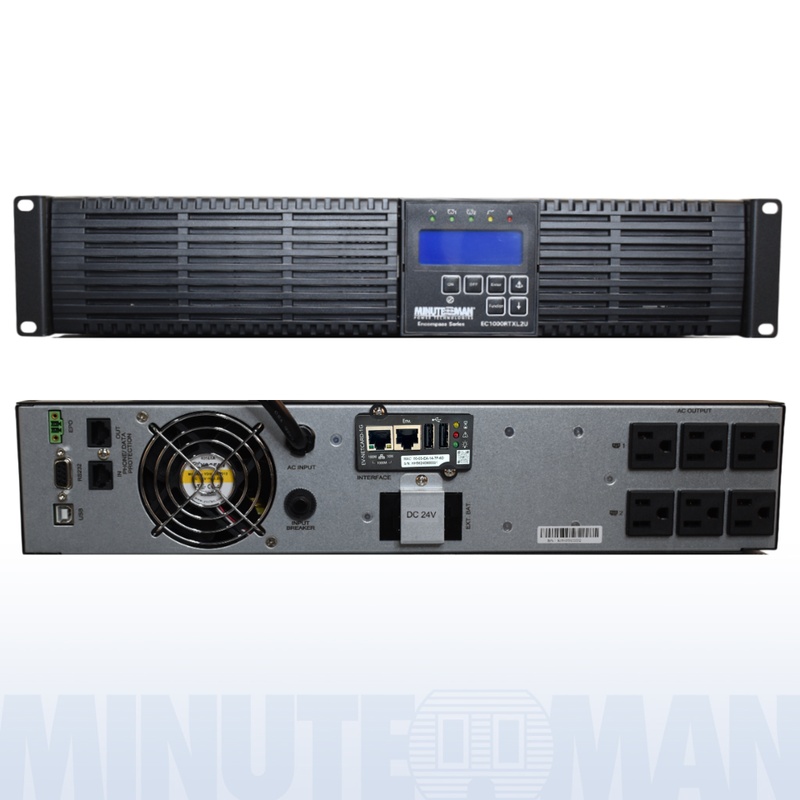 Minuteman EC1000RTXL2UNC UPS Online System 900W 2U Rack/Tower Ext Run TAA Compliant w/ SNMP-NV6 card