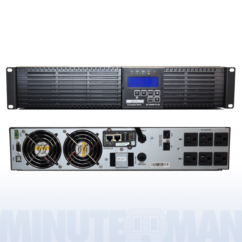 Minuteman EC1500RTXL2UNC UPS Online System 1350W 2U Rack/Tower Ext Run TAA Compliant w/ SNMP-NV6 card ENCOMPASS Series