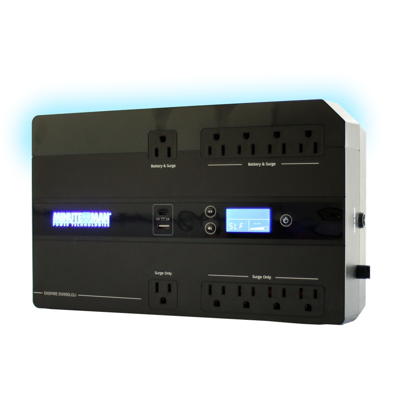 Minuteman EN900LGU UPS900VA USB 5-Bat/5-Surge Outlets Standby UPS System Standby UPS System