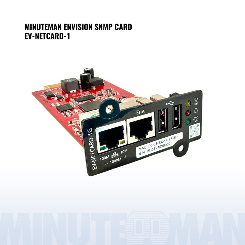 Minuteman EV-NETCARD-1G 1Gbit SNMP Card for PRO-RT2U, EC-LCD, EC-R/T, EC-RTXL, ED5-10kVA R/T and Endurance Series SNMP Accessory