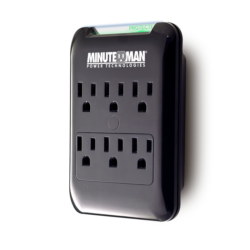 Minuteman MMS660S Surge Wall Tap 6-outlet slimline, 1080J