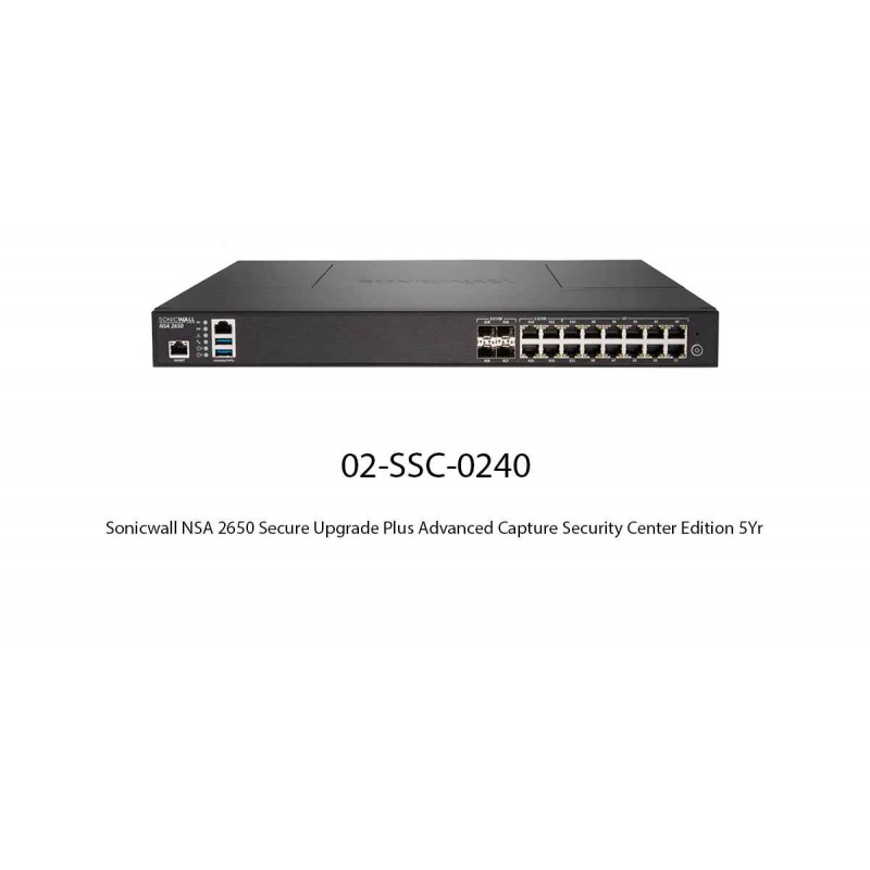 Sonicwall NSA 2650 Secure Upgrade Plus Advanced Capture Security Center Edition 5Yr Appliances Sonicwall NSA 2650 Secure Upgrade Plus Advanced Capture Security Center Edition 5Yr Appliances