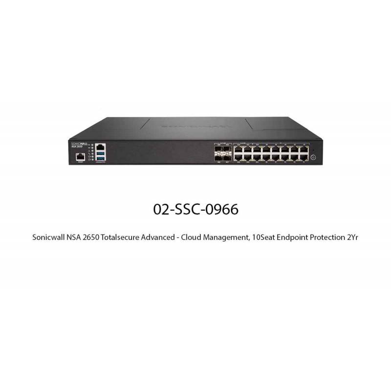 Sonicwall NSA 2650 Totalsecure Advanced - Cloud Management, 10Seat Endpoint Protection 2Yr Appliances Sonicwall NSA 2650 Totalsecure Advanced - Cloud Management, 10Seat Endpoint Protection 2Yr Appliances