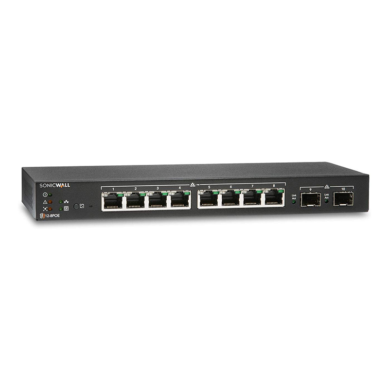 SonicWall Switch SWS12-8PoE with Wireless Network Management and Support (3 Year) Wireless Network Management and Support