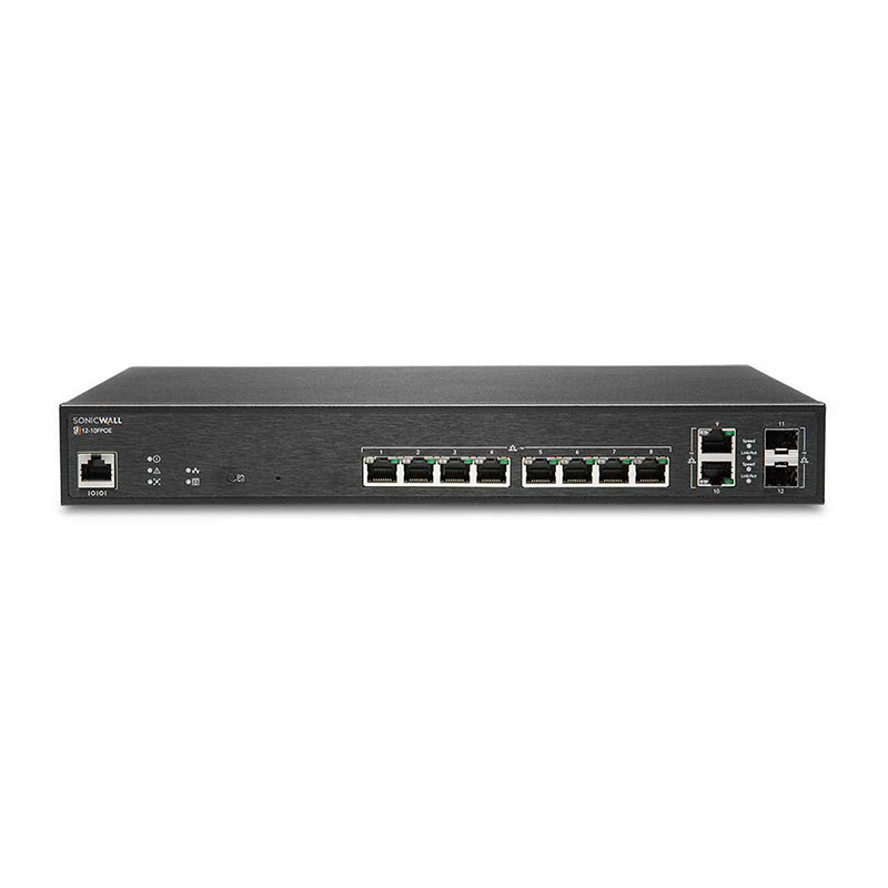 SonicWall Switch SWS12-10FPoE with Wireless Network Management and Support (1 Year)