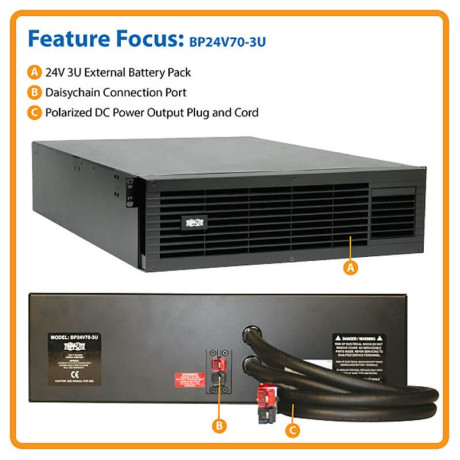Tripp Lite BP24V70-3U External 24V 3U Rack/Tower Battery Pack for Select UPS Systems UPS Battery Backup