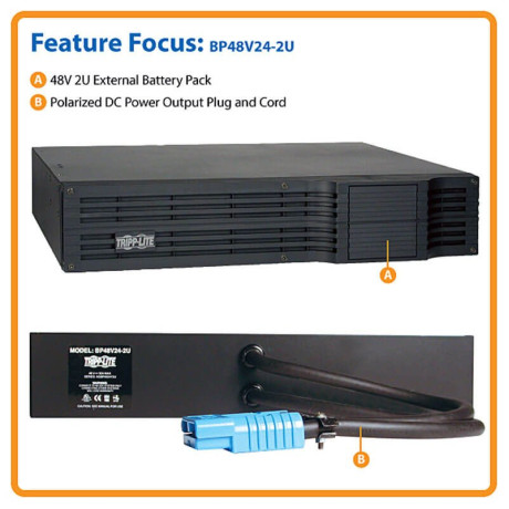 Tripp Lite BP48V24-2U External 48V 2U Rack-mount Battery Pack Enclosure + DC Cabling for select UPS Systems