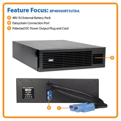 Tripp Lite BP48V60RT3UTAA External 48V 3U Battery Pack for Select UPS Systems TAA UPS Battery Backup