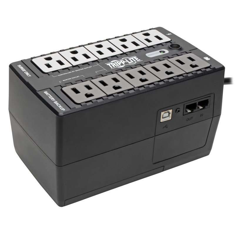 Tripp Lite ECO550UPS 550VA 300W Standby UPS - 10 NEMA 5-15R Outlets 120V 50/60 Hz 5-15P Plug ENERGY STAR Desktop/Wall UPS Battery Backup