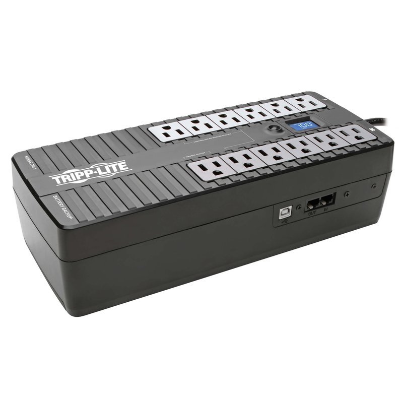 Tripp Lite ECO850LCD 850VA 425W Standby UPS - 12 NEMA 5-15R Outlets 120V 50/60 Hz USB LCD ENERGY STAR Desktop/Wall UPS Battery Backup