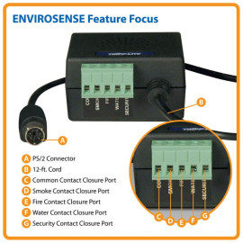 Tripp Lite ENVIROSENSE EnviroSense Rack Environment Sensor Temperature Humidity Contact-Closure Inputs TAA