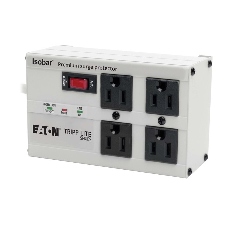 Tripp Lite IBAR4 Isobar 4-Outlet Surge Protector 6 ft. Cord with Right-Angle Plug 3330 Joules Metal Housing