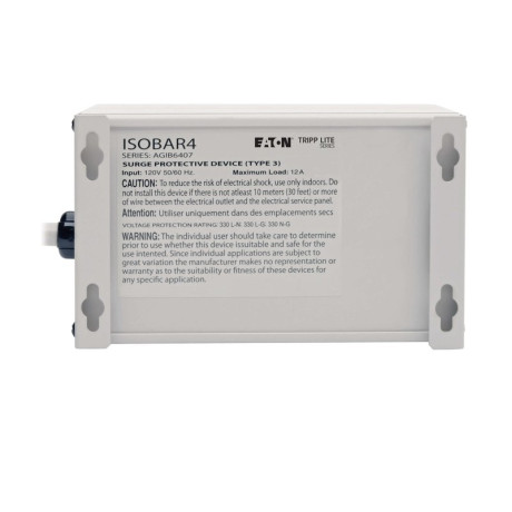 Tripp Lite IBAR4 Isobar 4-Outlet Surge Protector 6 ft. Cord with Right-Angle Plug 3330 Joules Metal Housing