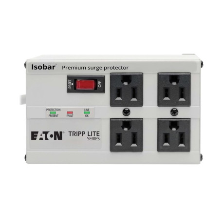 Tripp Lite IBAR4 Isobar 4-Outlet Surge Protector 6 ft. Cord with Right-Angle Plug 3330 Joules Metal Housing