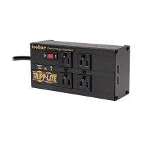Tripp Lite IBAR4ULTRAUSBB Isobar 4-Outlet Surge Protector 8 ft. (2.43 m) Cord Right-Angle Plug 3330 Joules 2 USB Ports Metal Housing Isobar Series