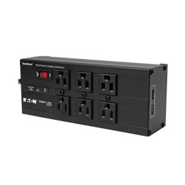 Tripp Lite IBAR6ULTRAUSBB Isobar 6-Outlet Surge Protector 10 ft. (3.05 m) Cord Right-Angle Plug 3840 Joules 2 USB Ports Metal Housing