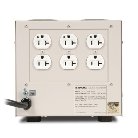 Tripp Lite IS1800HG Isolator Series 120V 1800W UL 60601-1 Medical-Grade Isolation Transformer with 6 Hospital-Grade Outlets TAA IS Series