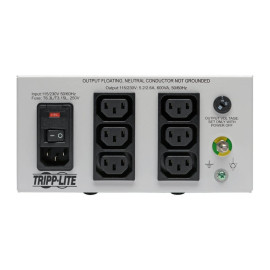 Tripp Lite IS600HGDV Isolator Series Dual-Voltage 115/230V 600W 60601-1 Medical-Grade Isolation Transformer C14 Inlet 6 C13 Outlets