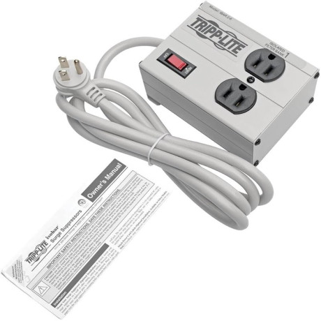 Tripp Lite ISOBAR2-6 Isobar 2-Outlet Surge Protector 6 ft. Cord with Right-Angle Plug 1410 Joules Metal Housing Isobar Series
