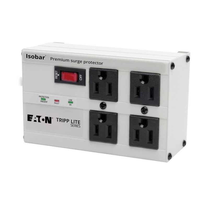 Tripp Lite ISOBAR4ULTRA Isobar 4-Outlet Surge Protector 6 ft. Cord with Right-Angle Plug 3330 Joules Diagnostic LEDs Metal Housing Isobar Series