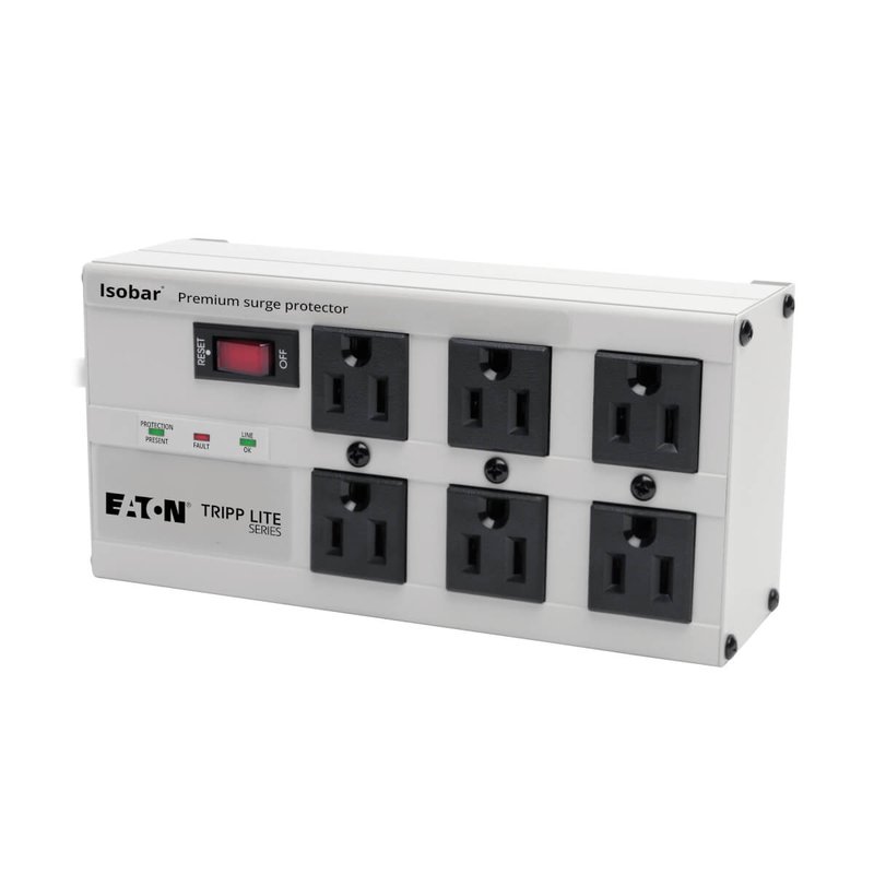 Tripp Lite ISOBAR6ULTRA Isobar 6-Outlet Surge Protector 6 ft. Cord with Right-Angle Plug 3330 Joules Diagnostic LEDs Metal Housing