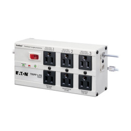 Tripp Lite ISOTEL6ULTRA Isobar 6-Outlet Surge Protector 6 ft. Cord with Right-Angle Plug 3300 Joules Diagnostic LEDs Tel/Fax/Modem Metal