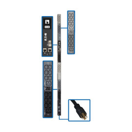 Tripp Lite PDU3EVN6L2120 Eaton 5.8kW 208/120V 3PH Monitored PDU - LX Interface Gigabit 45 Outlets L21-20P Input LCD 1.8 m Cord 0U 1.8 m Height TAA
