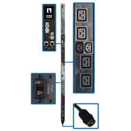 Tripp Lite PDU3EVNR6H50A 14.4kW 208V 3PH Monitored Per-Outlet PDU - LX Interface Gigabit 18 Outlets 50A CS8365C Input LCD 1.8 m Cord 0U 1.8 m Height TAA