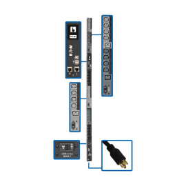 Tripp Lite PDU3EVSR10L2130 Eaton 10kW 200-240V 3PH Switched PDU - LX Interface Gigabit 30 Outlets L21-30P Input LCD 3 m Cord 0U 1.8 m Height TAA
