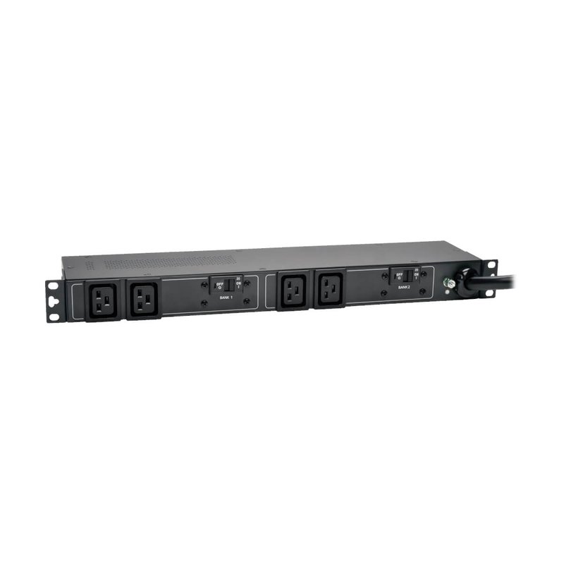 Tripp Lite PDUH30HV19 5.8kW Single-Phase 200-240V Basic PDU 4 C19 Outlets NEMA L6-30P Input 12 ft. (3.66 m) Cord 1U Rack-Mount