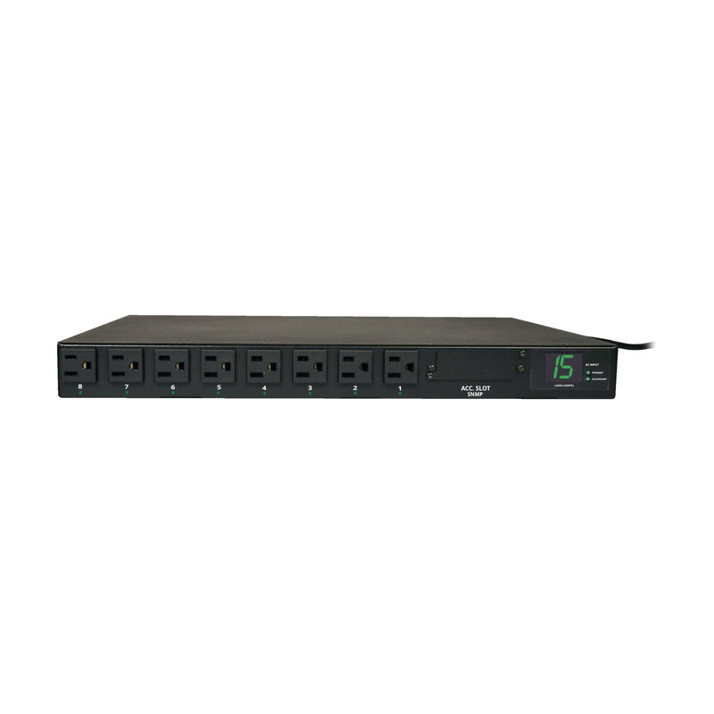 Tripp Lite PDUMH15AT 1.4kW Single-Phase Local Metered Automatic Transfer Switch PDU 2 120V 5-15P 15A Inputs 8 5-15R Outputs 1U TAA PDU Series