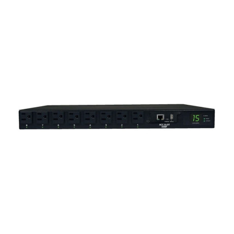 Tripp Lite PDUMH15ATNET 1.4kW Single-Phase Switched Automatic Transfer Switch PDU 2 120V 5-15P 15A Inputs 8 5-15R Outputs 1U TAA PDU Series