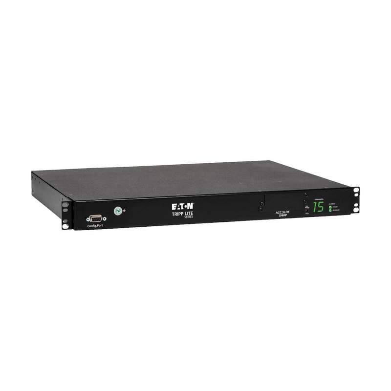 Tripp Lite PDUMH15HVAT 2.4kW Single-Phase Local Metered Automatic Transfer Switch PDU Two 200-240V C14 Inlets 10 C13 Outputs 1U TAA PDU Series