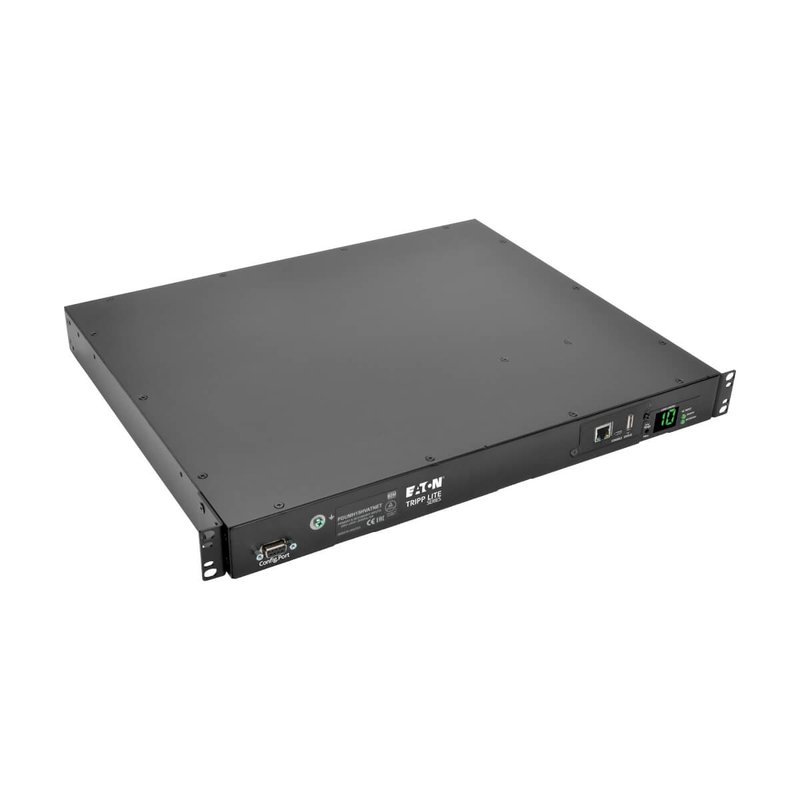 Tripp Lite PDUMH15HVATNET 2.4kW Single-Phase Switched Automatic Transfer Switch PDU Two 200-240V C14 Inlets 10 C13 Outputs 1U TAA PDU Series
