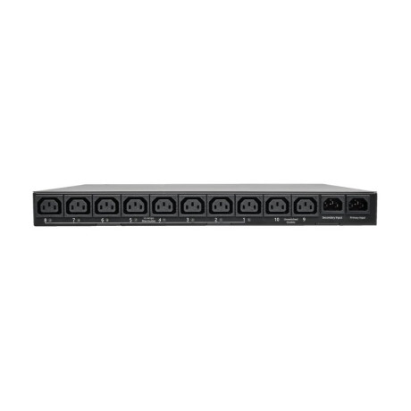 Tripp Lite PDUMH15HVATNET 2.4kW Single-Phase Switched Automatic Transfer Switch PDU Two 200-240V C14 Inlets 10 C13 Outputs 1U TAA PDU Series