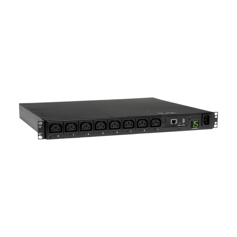 Tripp Lite PDUMH15HVNET Eaton 2.5kW Single-Phase 208/230V Switched PDU - LX Platform 8 C13 Outlets C14 Input 2m Cord 1U Rack-Mount TAA PDU Series