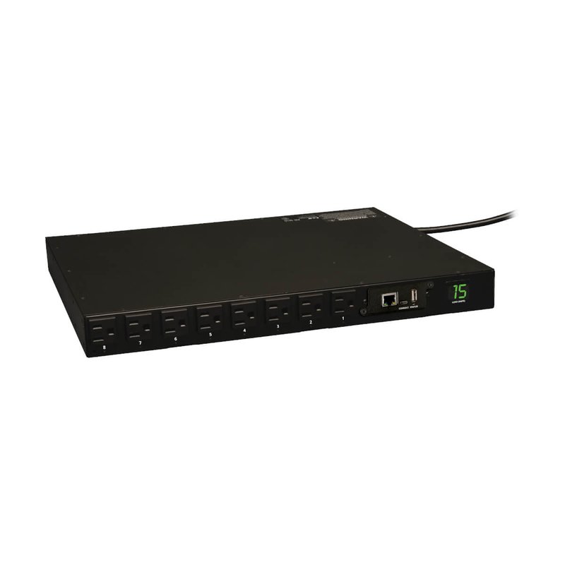 Tripp Lite PDUMH15NET Eaton 1.4kW Single-Phase Switched PDU - LX Interface 120V Outlets (16 5-15R) 5-15P 120V Input 12 ft. (3.66 m) Cord 1U Rack-Mount TAA