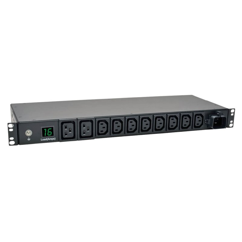 Tripp Lite PDUMH16HV 3.7kW Single-Phase Local Metered PDU 208/230V Outlets (8 C13 2 C19) IEC-309 16A Blue 8 ft. (2.43 m) Cord 1U Rack-Mount TAA PDU Series