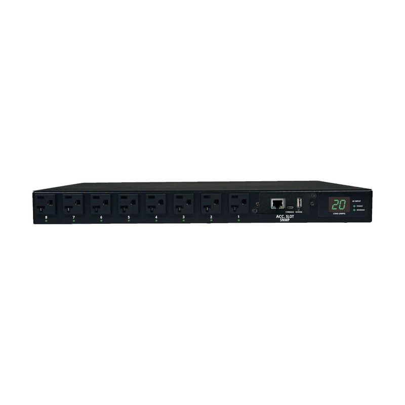 Tripp Lite PDUMH20ATNET 1.9kW Single-Phase Switched Automatic Transfer Switch PDU 2 120V L5-20P / 5-20P Inputs 16 5-15/20R Outputs 1U TAA PDU Series